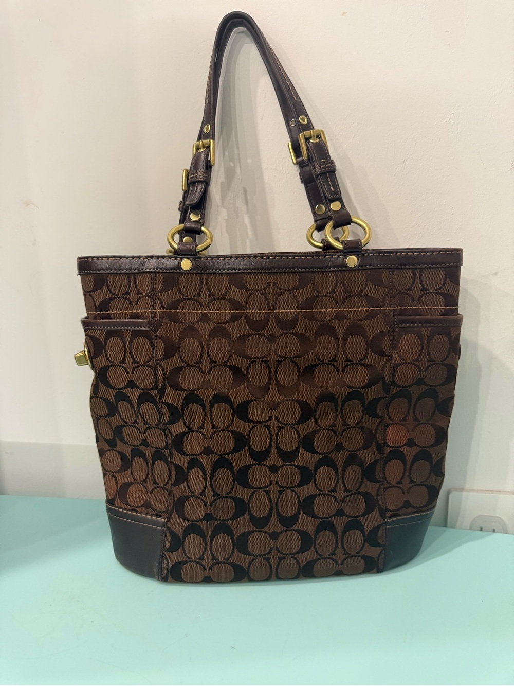 Coach brown tote bag Y2K vintage shoulder bag